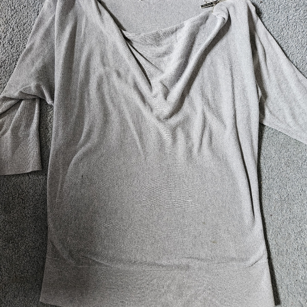 MICHAEL Michael Kors Gray Asymmetrical 3/4 Sleeve Blouse